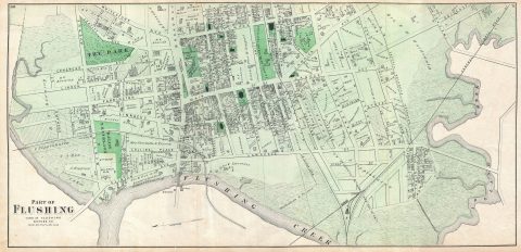 1873 Beers Map of Part of Flushing, Queens, New York City