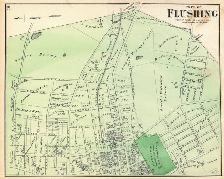1873 Beers Map of Part of Flushing, Queens, New York City