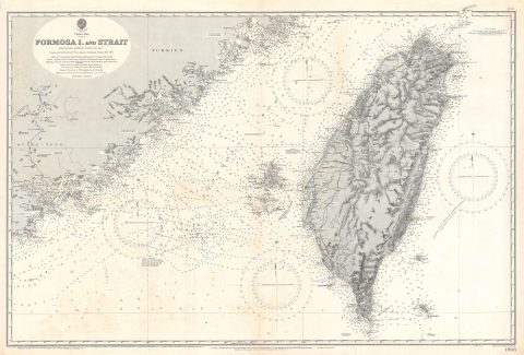 1929 Admiralty Nautical Chart / Map of Taiwan (Formosa) and Taiwan Strait