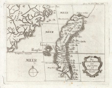 1726 Stoecklein Map of Taiwan or Formosa and Fujian, China