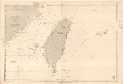 1873 Roche-Poncié Nautical Chart Map of Taiwan / Formosa