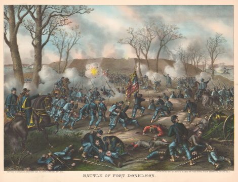 1887 Kurz and Allison View of the Civil War Battle of Fort Donelson, Tennessee