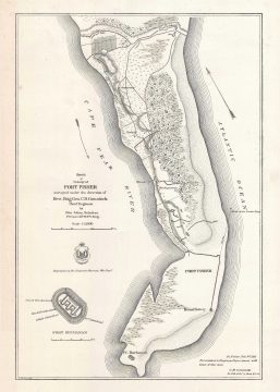 1865 Schultze Map of Fort Fisher at Pleasure Island, North Carolina