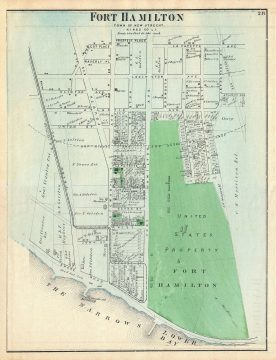 1873 Beers Map of Fort Hamilton, Brooklyn, New York City