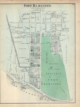 1873 Beers Map of Fort Hamilton, Brooklyn, New York City