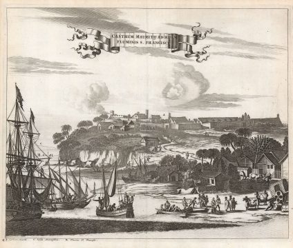 1673 Montanus view of Fort Maurits, Brazil