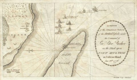 1785 Abernathie Map of Fort Moultrie, Sullivan's Island, Charleston, South Carolina