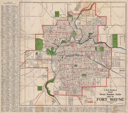 1922 Riedel Map of Fort Wayne, Indiana