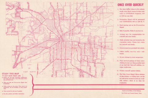 1962 Office of Civil Defense Evacuation Map of Fort Worth, Texas