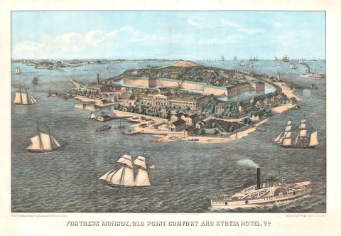 1861 Sachse Bird's-Eye View Map of Fort Monroe, Virginia