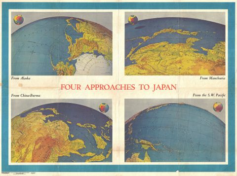 1944 Army Information Branch Newsmap of the Approaches to Japan