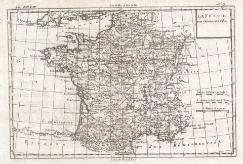 1780 Raynal and Bonne Map of France