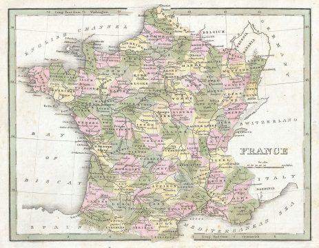 1835 Bradford Map of France