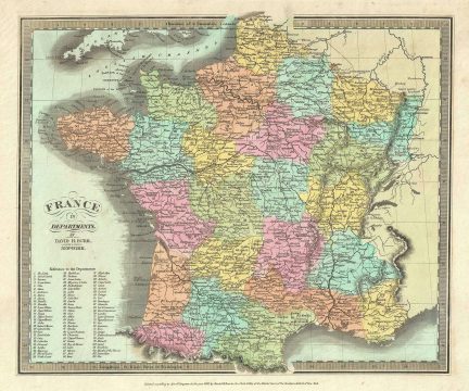1832 Burr Map of France in Departments