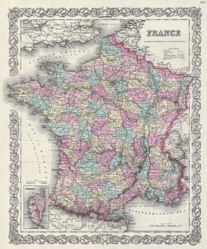 1856 Colton Map of France