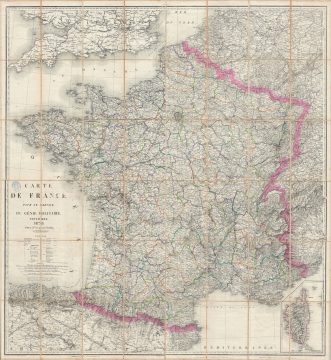 1870 Dumainé Wall Map of France and (monumental)