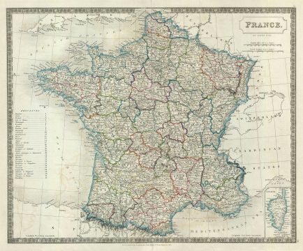 1835 Hall Map of France