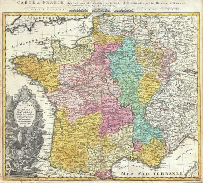 1741 Homann Heirs Map of France
