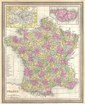 1854 Mitchell Map of France