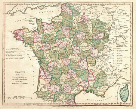 1794 Wilkinson Map of France in Departments