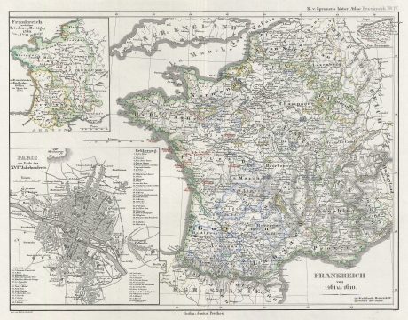 1854 Spruner Map of France from 1461 to 1610