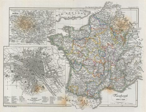 1854 Spruner Map of France from 1610 to 1790