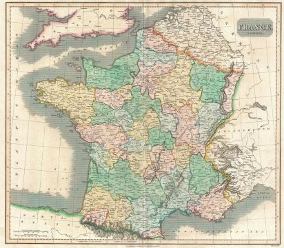 1814 Thomson Map of France in Provinces