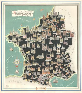 1952 Dumont / Baltus Pictorial Map of French, Belgian, and Luxembourgish Cathedrals
