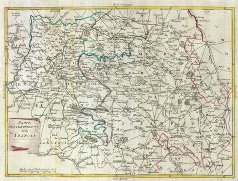 1740 Zatta Map of Central France and the Vicinity of Paris