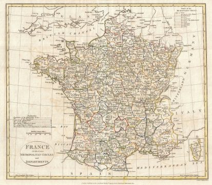 1799 Clement Cruttwell Map of France in Departments