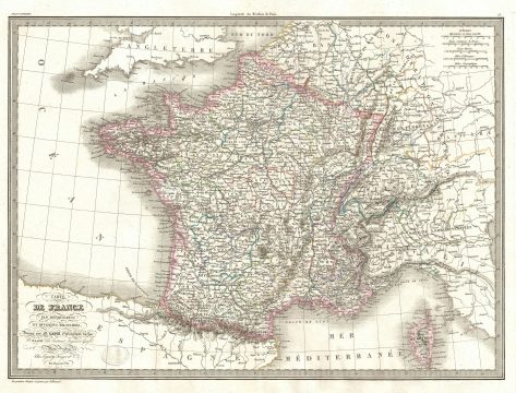 1829 Lapie Map of France in Military Departments and Divisions