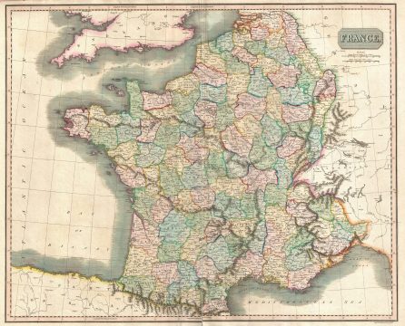 1814 Thomson Map of France in Departments