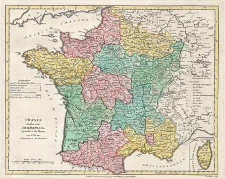 1793 Wilkinson Map of France in Departments