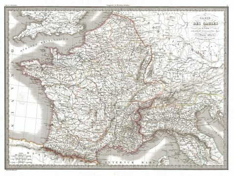 1831 Lapie Map of France in Antiquity (Gaul)