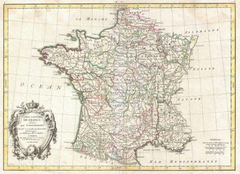 1771 Bonne Map of France