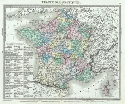 1874 Tardieu Map of France in Provinces