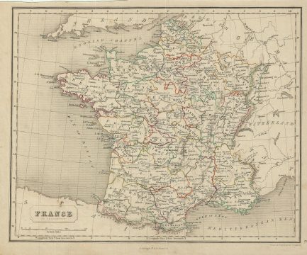 1845 Chambers Map of France in Privinces
