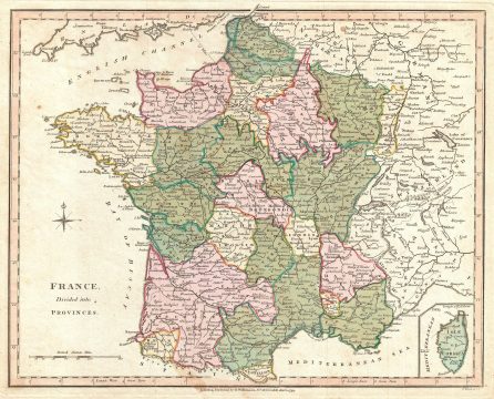 1794 Wilkinson Map of France in Provinces