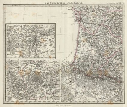 1873 Stieler Map of Southwest France