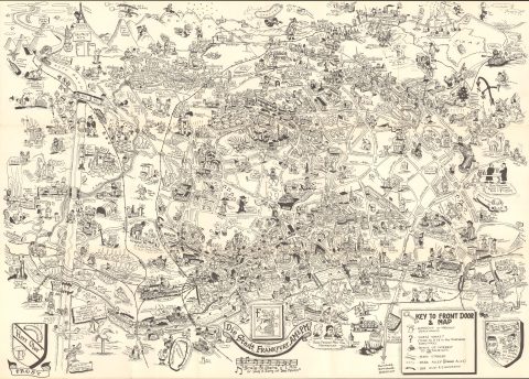 1954 Burgess Comic Pictorial Map of Frankfurt, Germany