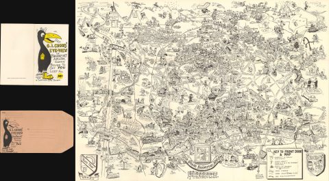 1954 Burgess Comic Pictorial Map of Frankfurt, Germany