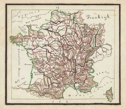 1871 Sikkel Manuscript Map of France
