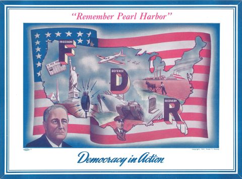 1941 Perone Map of the United States Promoting Participation in WWII