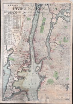 1916 Irving National Bank Map of New York City Freight Terminals