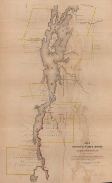 1851 Pease Map of French and English Grants on Lake Champlain