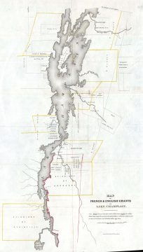1851 Pease Map of French and English Grants on Lake Champlain