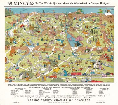 1948 Clary Pictorial Map of the Sierra Nevadas, near Fresno, California