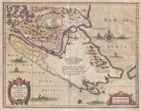 1638 Hondius and Jansson Map of the Straits of Magellan