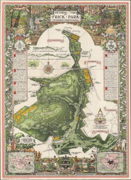1939 Stiles Pictorial Map of Frick Park, Pittsburgh, Pennsylvania