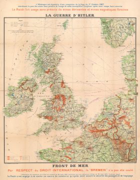 1940 Bergelin Propaganda Map of the British Isles, Northern France, and the North Sea